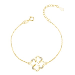 Bratara argint cu trifoi cu patru foi placata cu aur galben si pietre DiAmanti Z1608BG_W-DIA (Argint 925‰ 1,7 g.) Bratara argint cu trifoi cu patru foi placata cu aur galben si pietre DiAmanti Z1608BG_W-DIA (Argint 925‰ 1,7 g.)